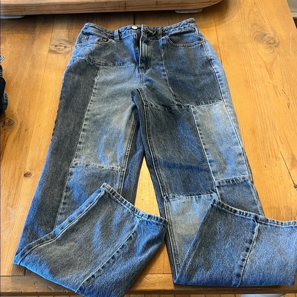 PacSun Women's Patchwork Blue Denim Jeans - Picture 6 of 8